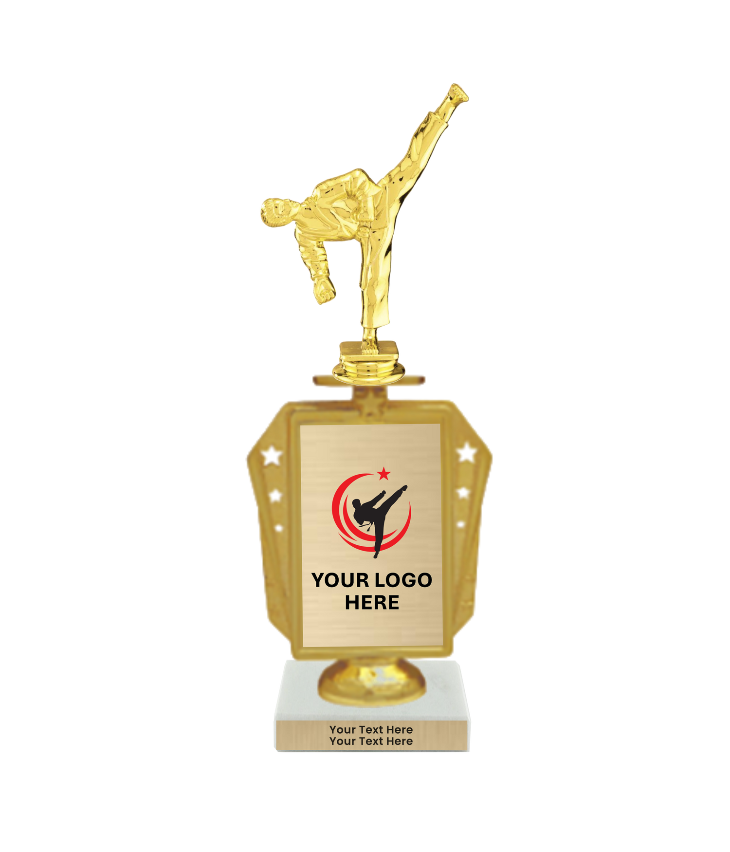 Taekwondo High Kick Taekwondo Trophy with WHITE MARBLE BASE