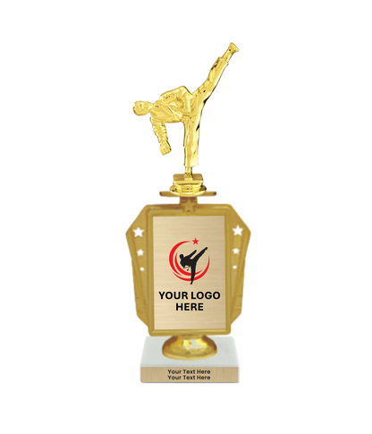 Taekwondo High Kick Taekwondo Trophy with WHITE MARBLE BASE