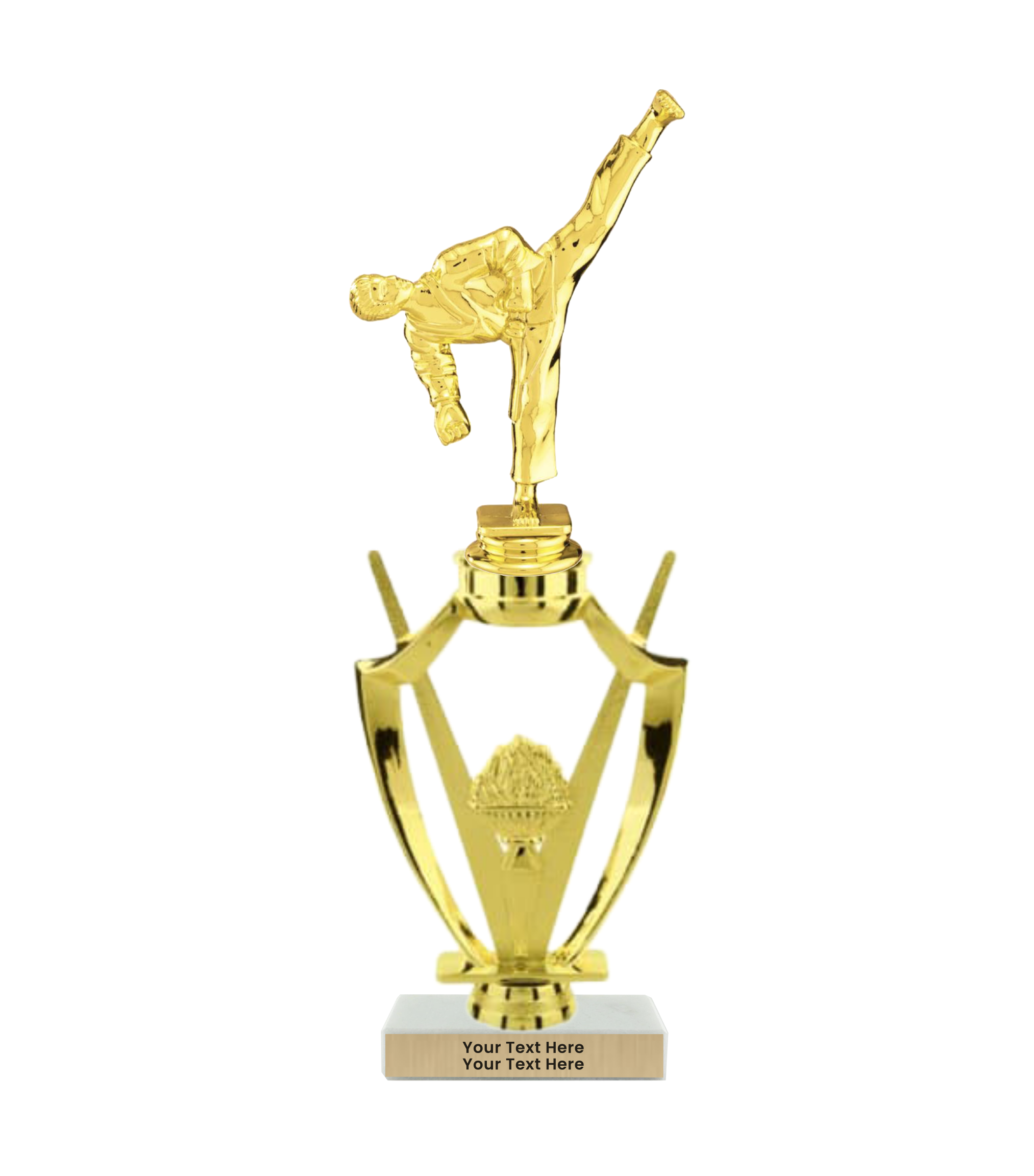 Taekwondo High Kick Taekwondo Trophy with WHITE MARBLE BASE