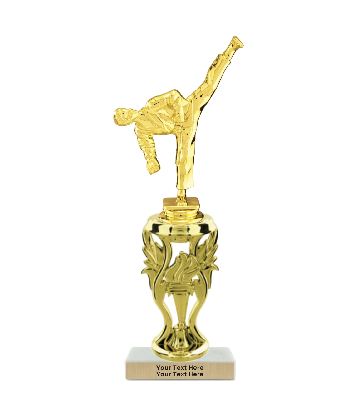 Taekwondo High Kick Taekwondo Trophy with WHITE MARBLE BASE