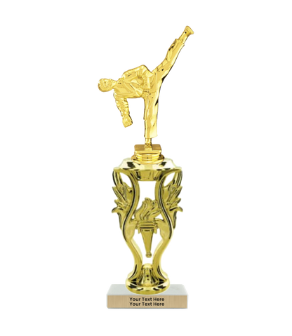 Taekwondo High Kick Taekwondo Trophy with WHITE MARBLE BASE