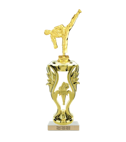 Taekwondo High Kick Taekwondo Trophy with WHITE MARBLE BASE