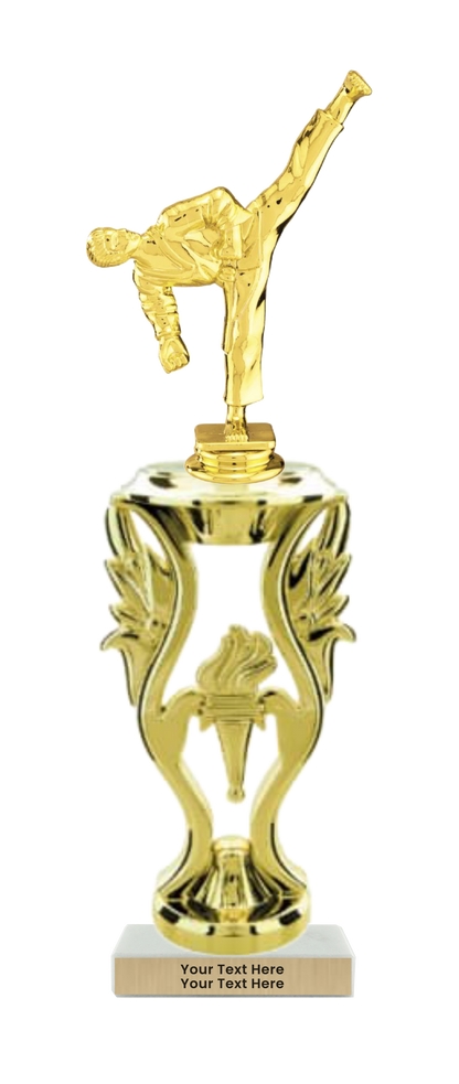 Taekwondo High Kick Taekwondo Trophy with WHITE MARBLE BASE