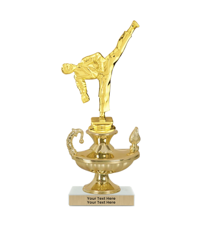 Taekwondo High Kick Taekwondo Trophy with WHITE MARBLE BASE