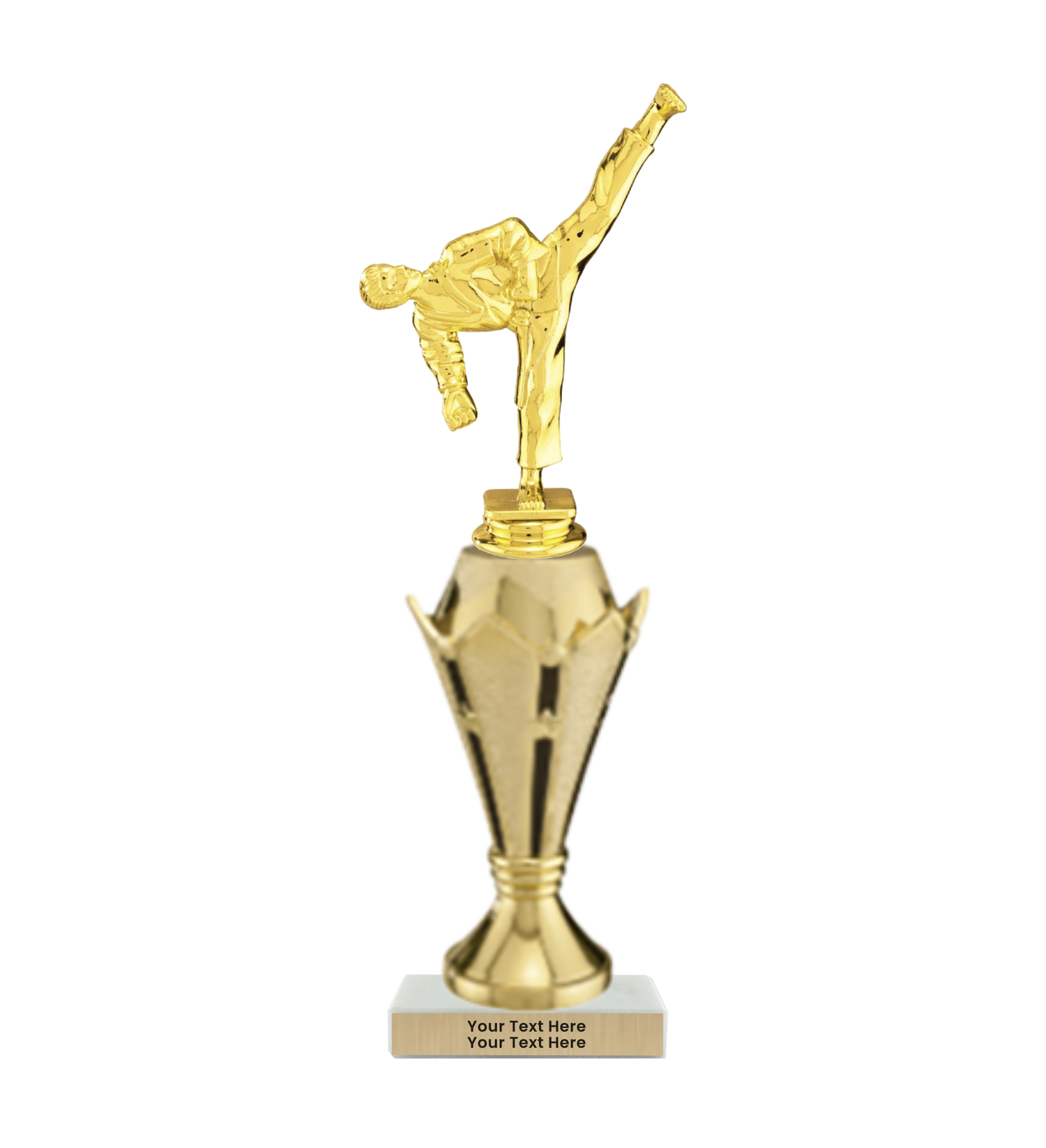 Taekwondo High Kick Taekwondo Trophy with WHITE MARBLE BASE