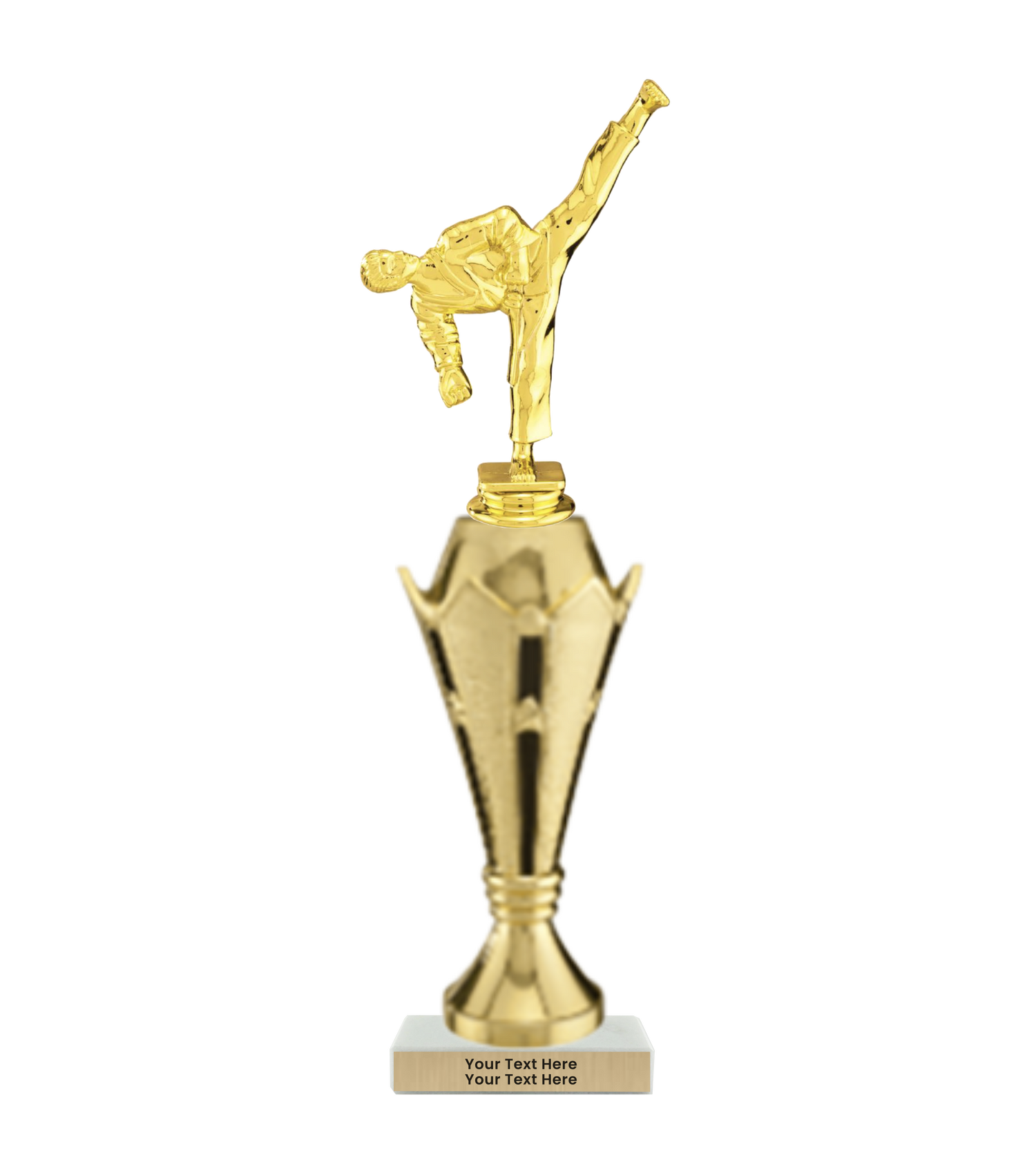 Taekwondo High Kick Taekwondo Trophy with WHITE MARBLE BASE