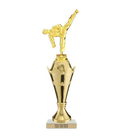 Taekwondo High Kick Taekwondo Trophy with WHITE MARBLE BASE