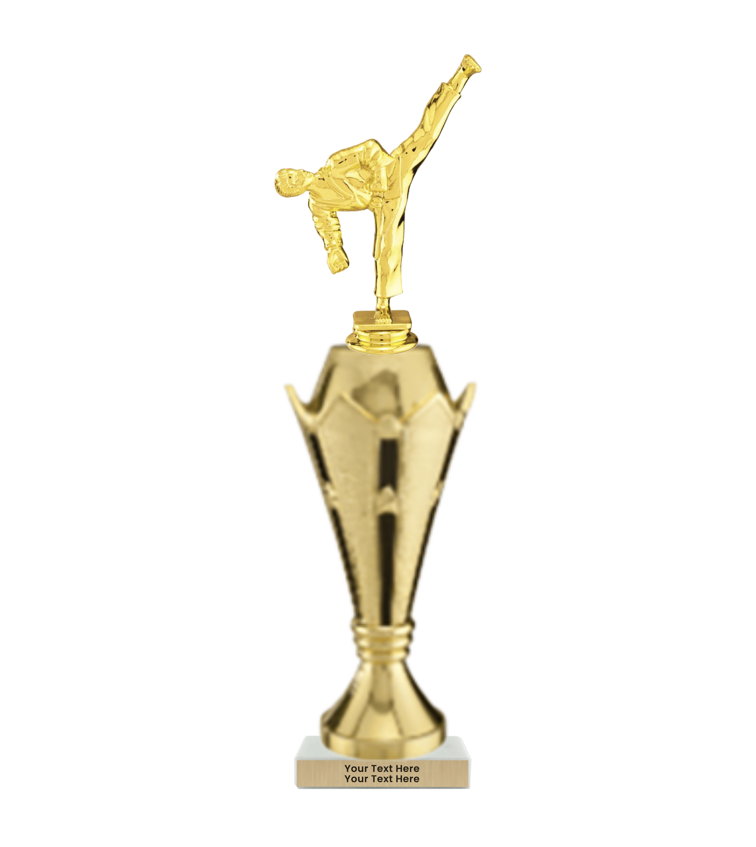 Taekwondo High Kick Taekwondo Trophy with WHITE MARBLE BASE
