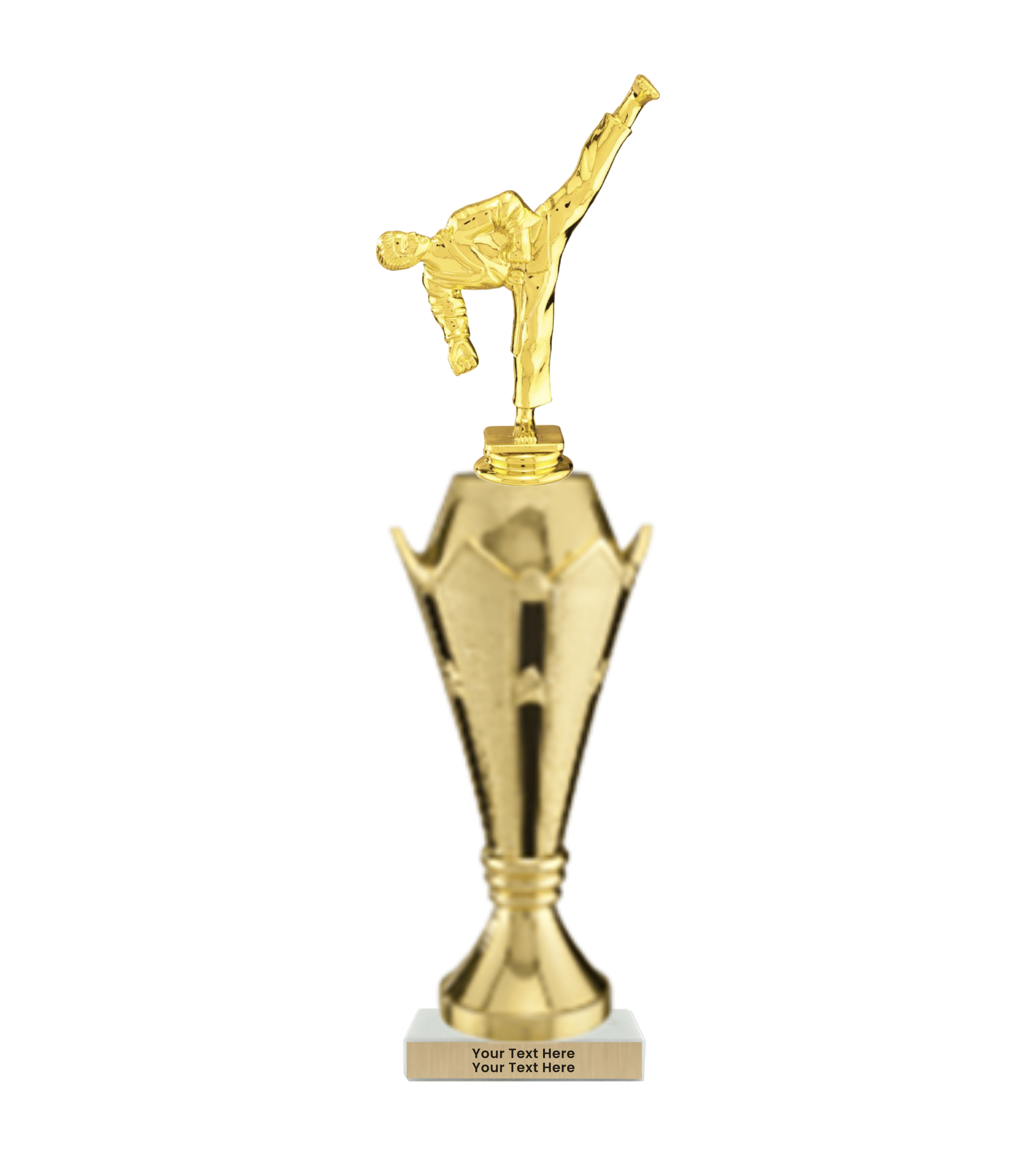 Taekwondo High Kick Taekwondo Trophy with WHITE MARBLE BASE