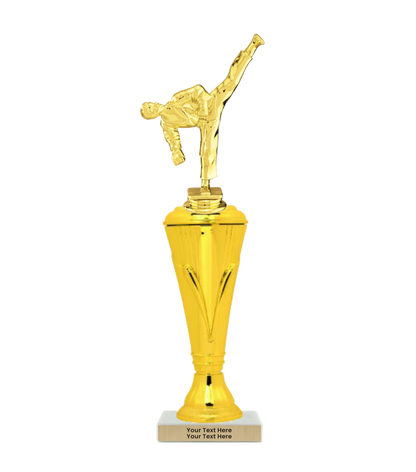 Taekwondo High Kick Taekwondo Trophy with WHITE MARBLE BASE