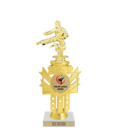 Taekwondo High Kick Taekwondo Trophy with WHITE MARBLE BASE