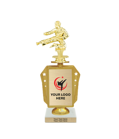 Taekwondo High Kick Taekwondo Trophy with WHITE MARBLE BASE