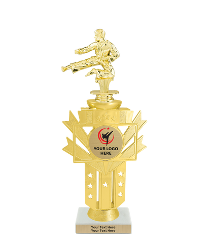 Taekwondo High Kick Taekwondo Trophy with WHITE MARBLE BASE