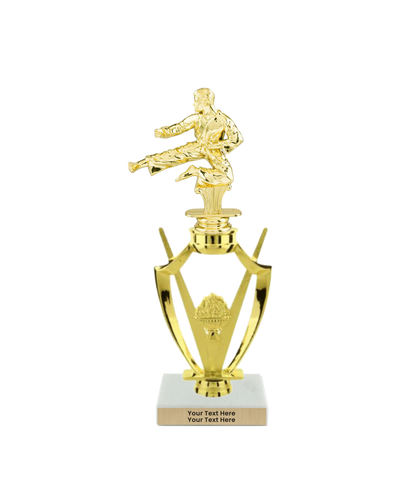 Taekwondo High Kick Taekwondo Trophy with WHITE MARBLE BASE