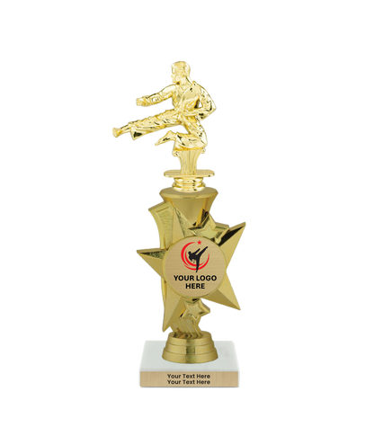 Taekwondo High Kick Taekwondo Trophy with WHITE MARBLE BASE
