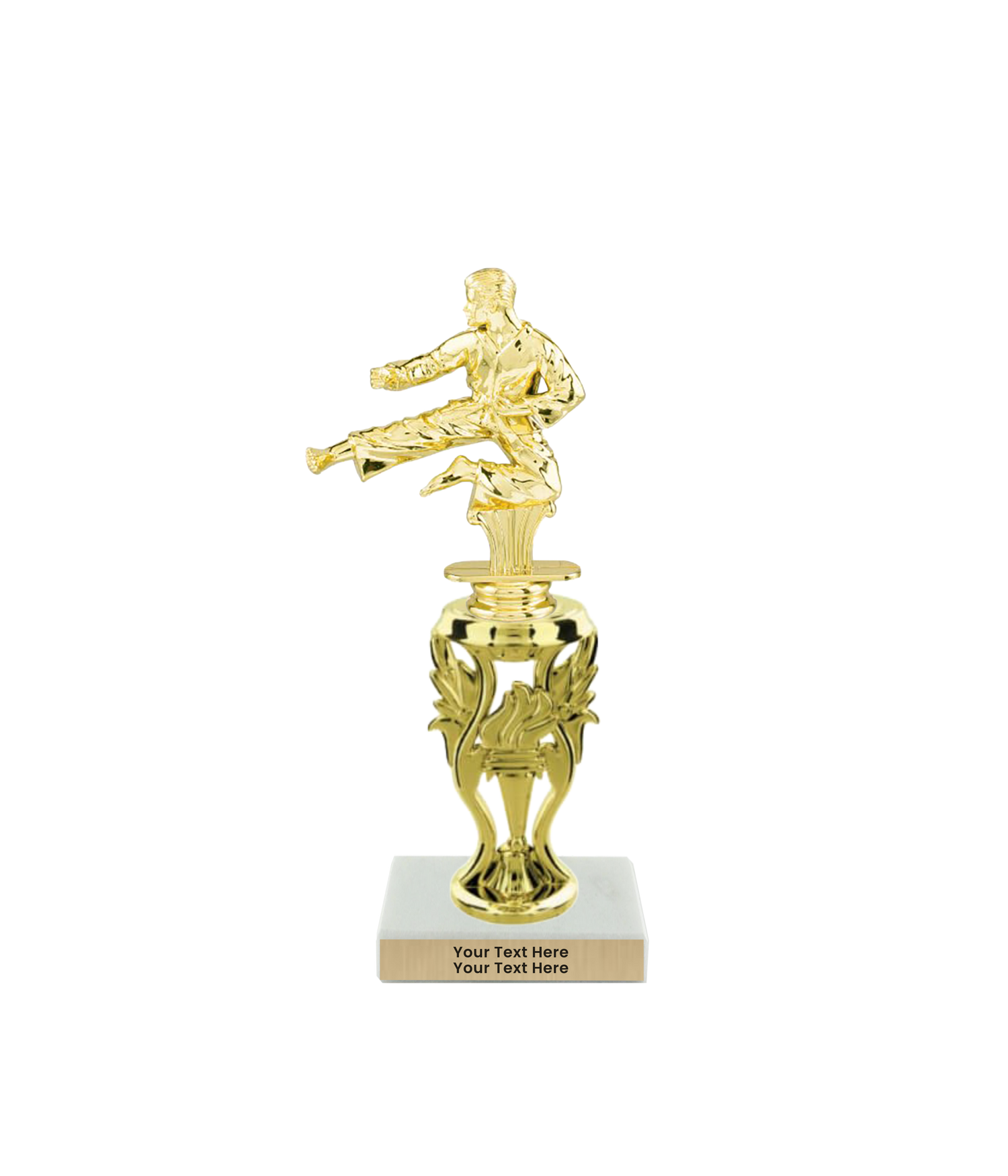 Taekwondo High Kick Taekwondo Trophy with WHITE MARBLE BASE