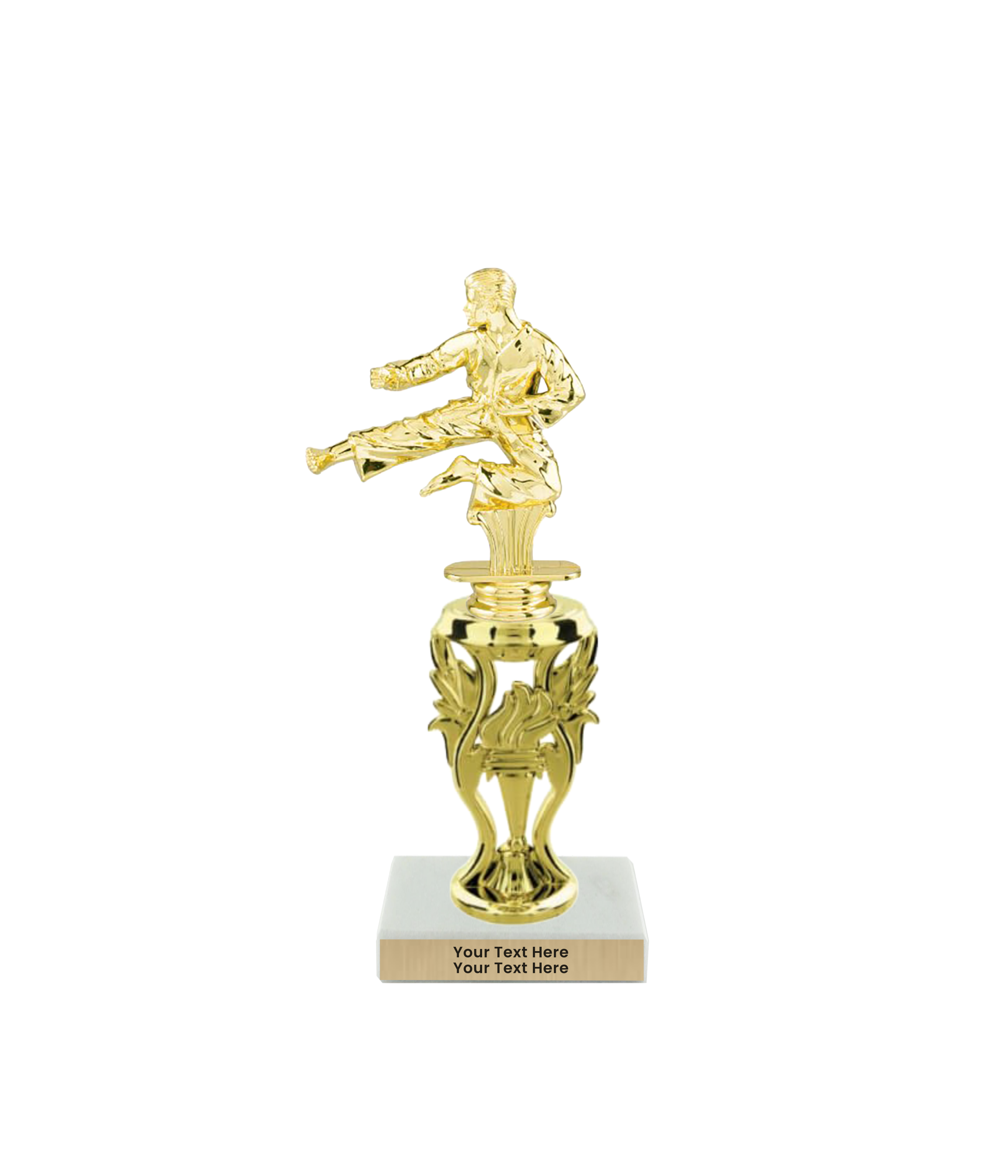 Taekwondo High Kick Taekwondo Trophy with WHITE MARBLE BASE