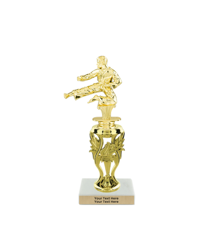 Taekwondo High Kick Taekwondo Trophy with WHITE MARBLE BASE