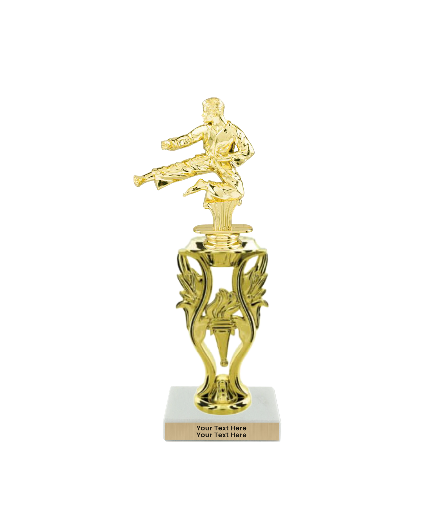 Taekwondo High Kick Taekwondo Trophy with WHITE MARBLE BASE