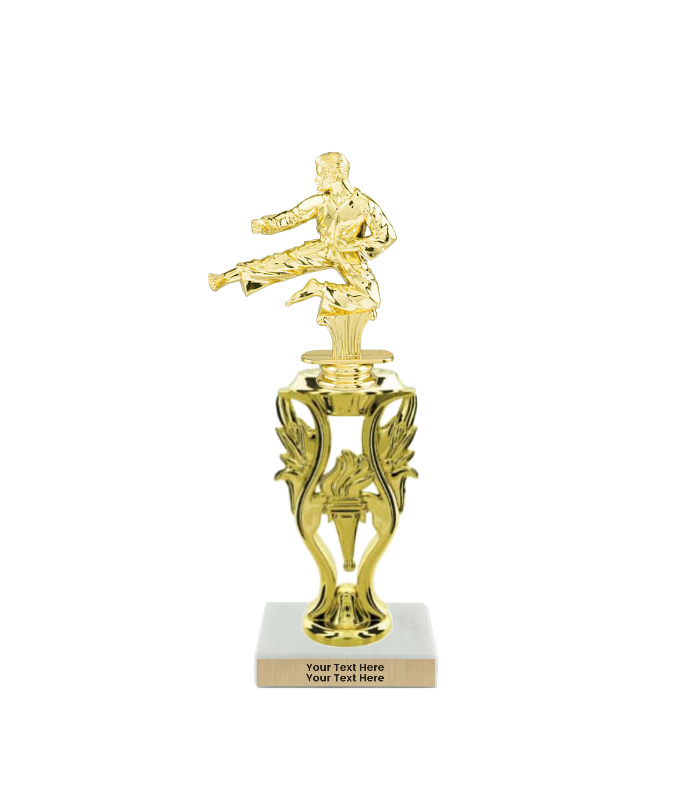Taekwondo High Kick Taekwondo Trophy with WHITE MARBLE BASE