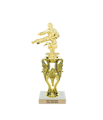 Taekwondo High Kick Taekwondo Trophy with WHITE MARBLE BASE