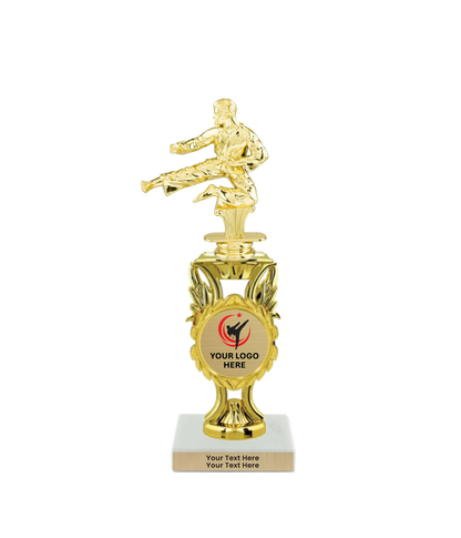 Taekwondo High Kick Taekwondo Trophy with WHITE MARBLE BASE