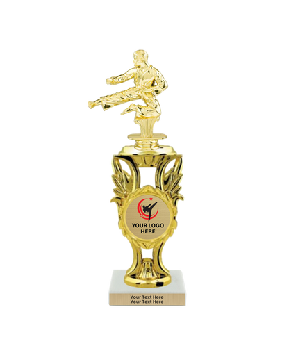 Taekwondo High Kick Taekwondo Trophy with WHITE MARBLE BASE