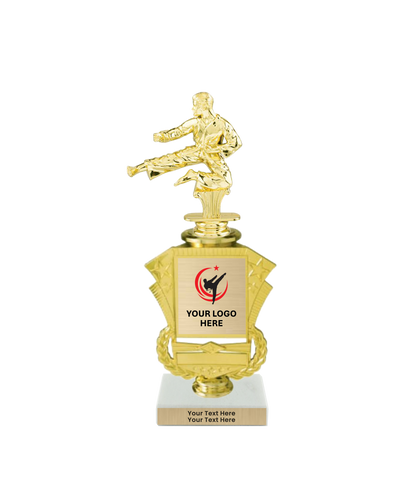 Taekwondo High Kick Taekwondo Trophy with WHITE MARBLE BASE
