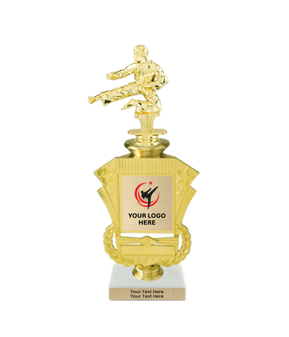 Taekwondo High Kick Taekwondo Trophy with WHITE MARBLE BASE