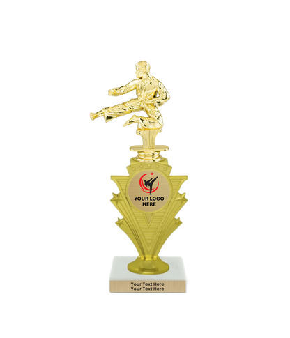 Taekwondo High Kick Taekwondo Trophy with WHITE MARBLE BASE