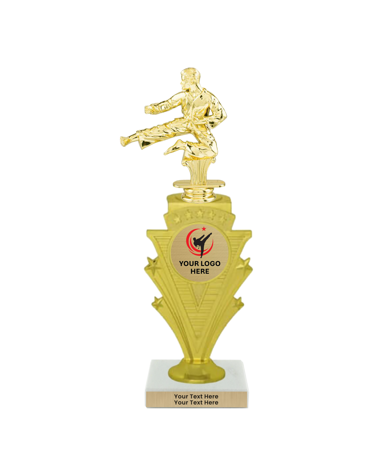Taekwondo High Kick Taekwondo Trophy with WHITE MARBLE BASE