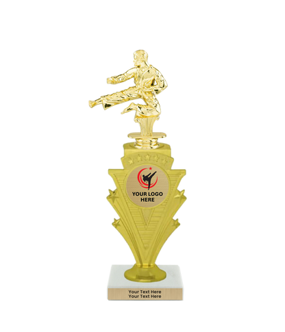 Taekwondo High Kick Taekwondo Trophy with WHITE MARBLE BASE