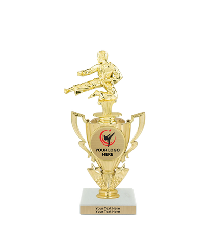 Taekwondo High Kick Taekwondo Trophy with WHITE MARBLE BASE