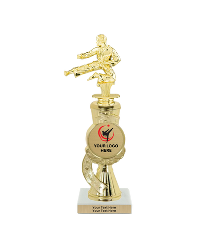 Taekwondo High Kick Taekwondo Trophy with WHITE MARBLE BASE