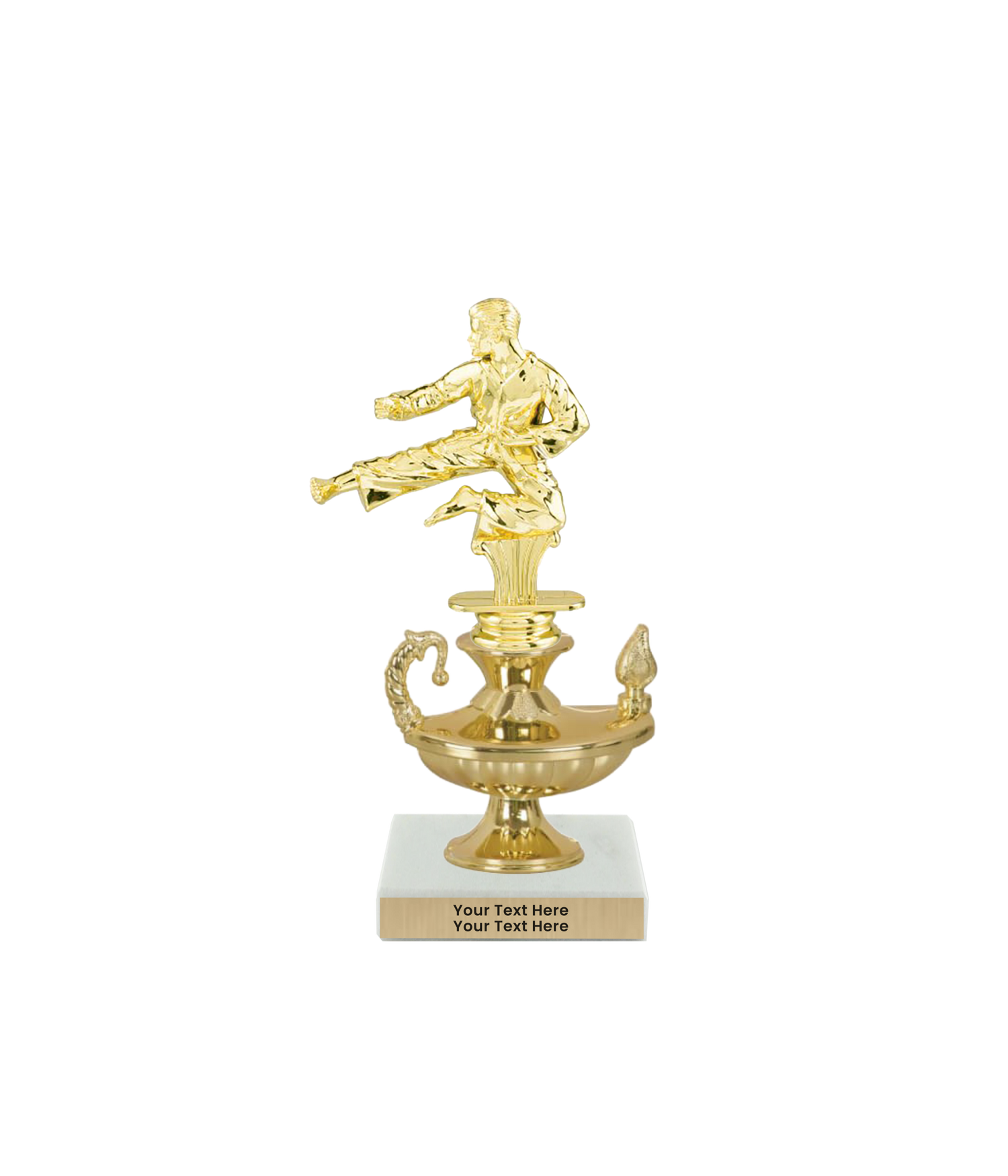 Taekwondo High Kick Taekwondo Trophy with WHITE MARBLE BASE