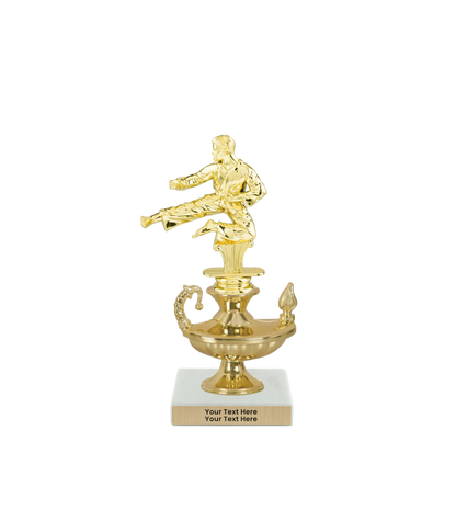 Taekwondo High Kick Taekwondo Trophy with WHITE MARBLE BASE