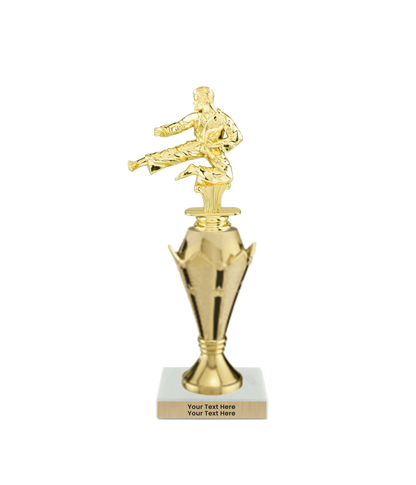 Taekwondo High Kick Taekwondo Trophy with WHITE MARBLE BASE