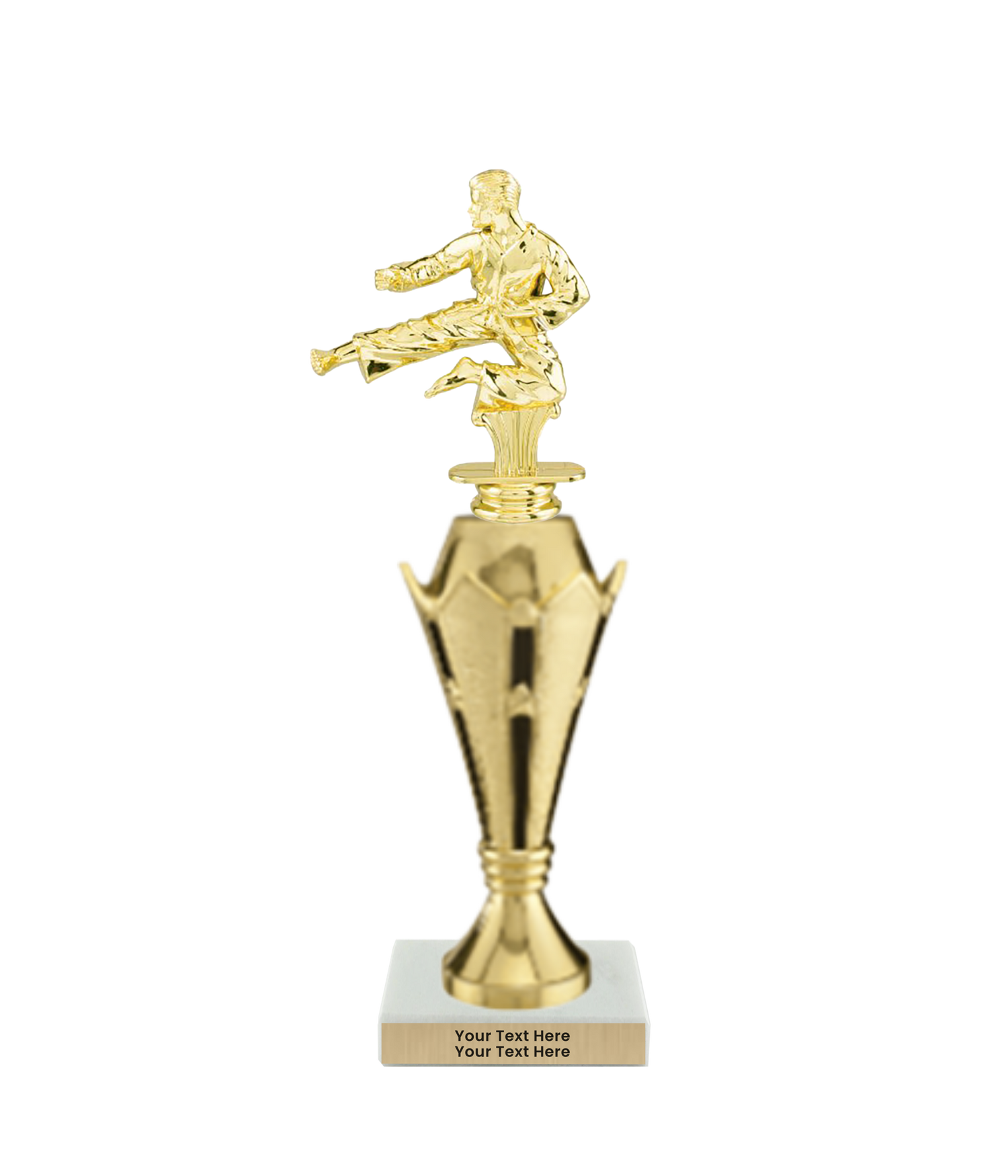 Taekwondo High Kick Taekwondo Trophy with WHITE MARBLE BASE