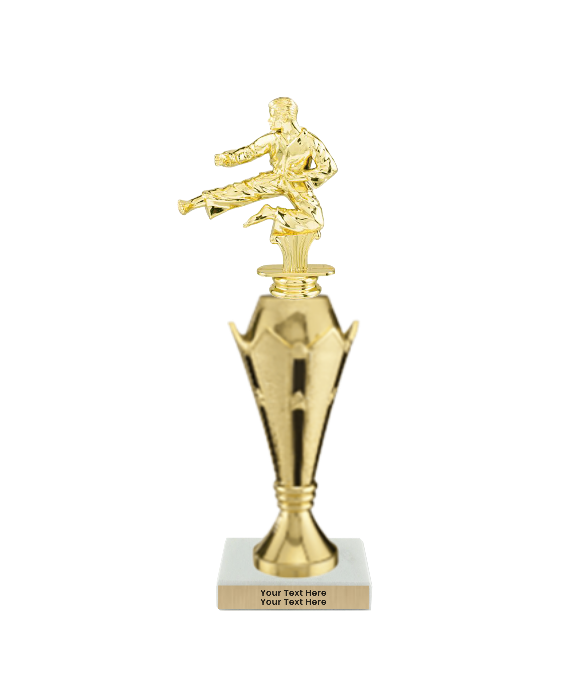 Taekwondo High Kick Taekwondo Trophy with WHITE MARBLE BASE