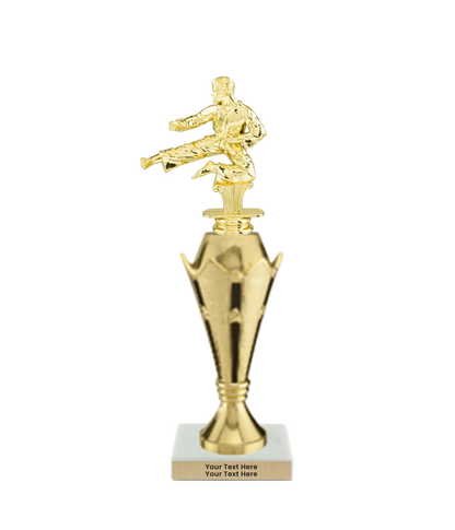 Taekwondo High Kick Taekwondo Trophy with WHITE MARBLE BASE