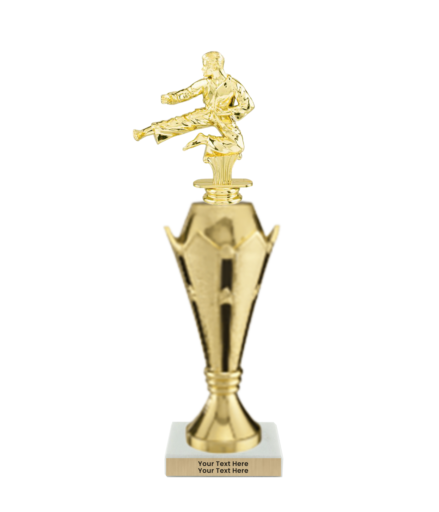 Taekwondo High Kick Taekwondo Trophy with WHITE MARBLE BASE