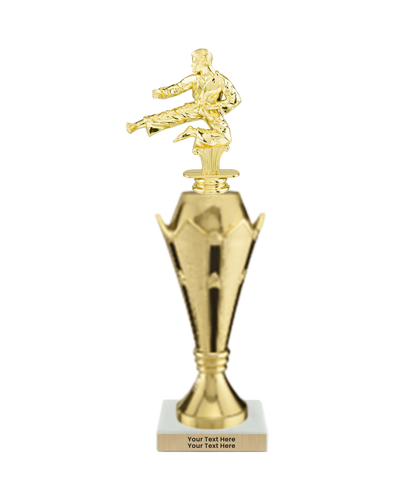 Taekwondo High Kick Taekwondo Trophy with WHITE MARBLE BASE