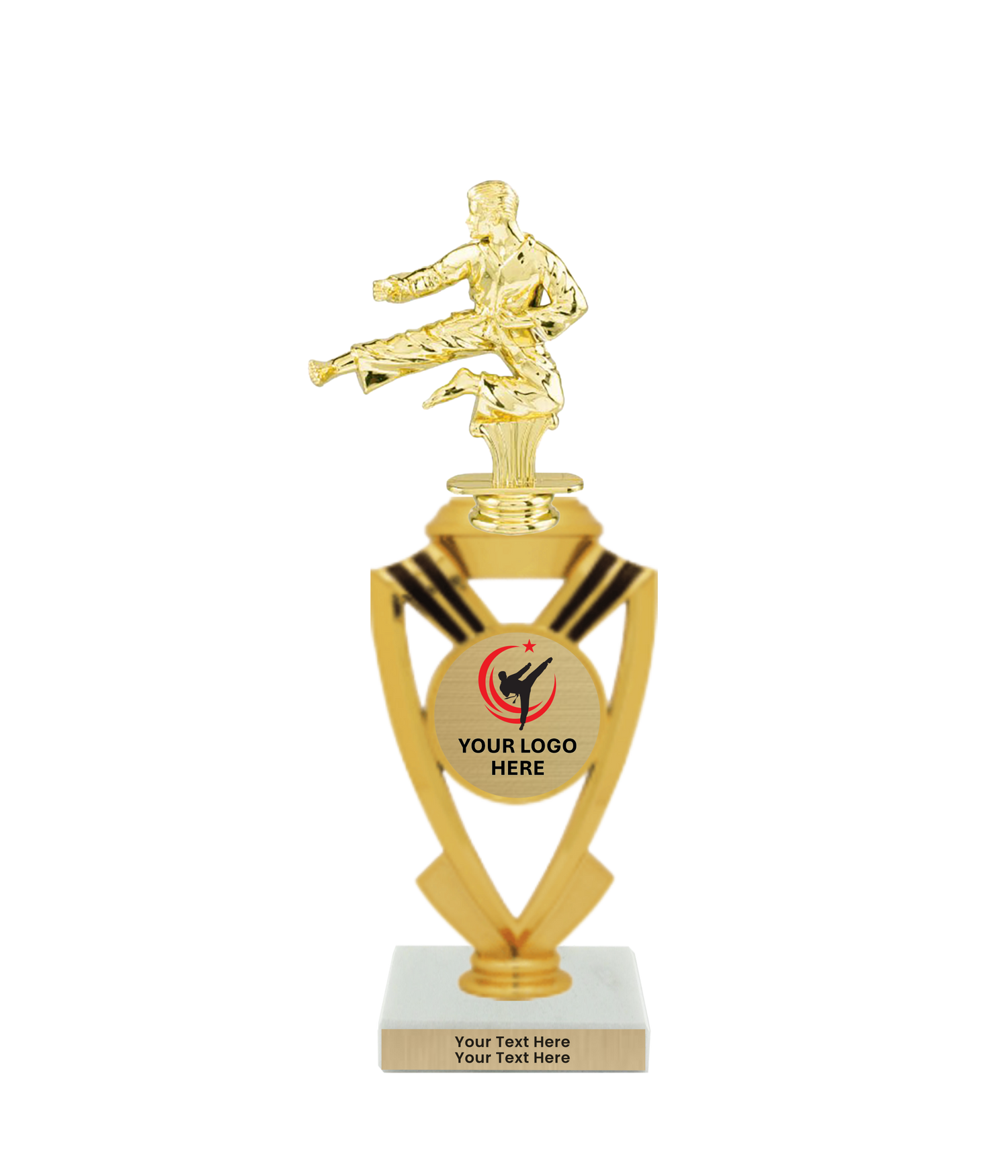 Taekwondo High Kick Taekwondo Trophy with WHITE MARBLE BASE