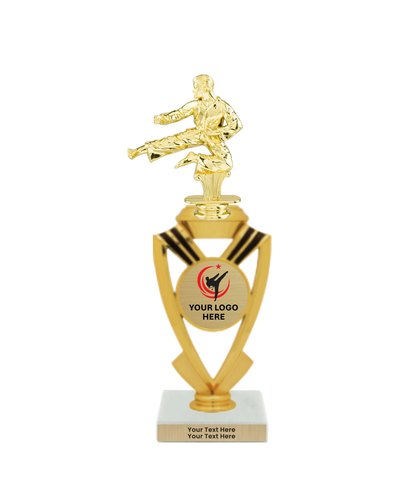 Taekwondo High Kick Taekwondo Trophy with WHITE MARBLE BASE