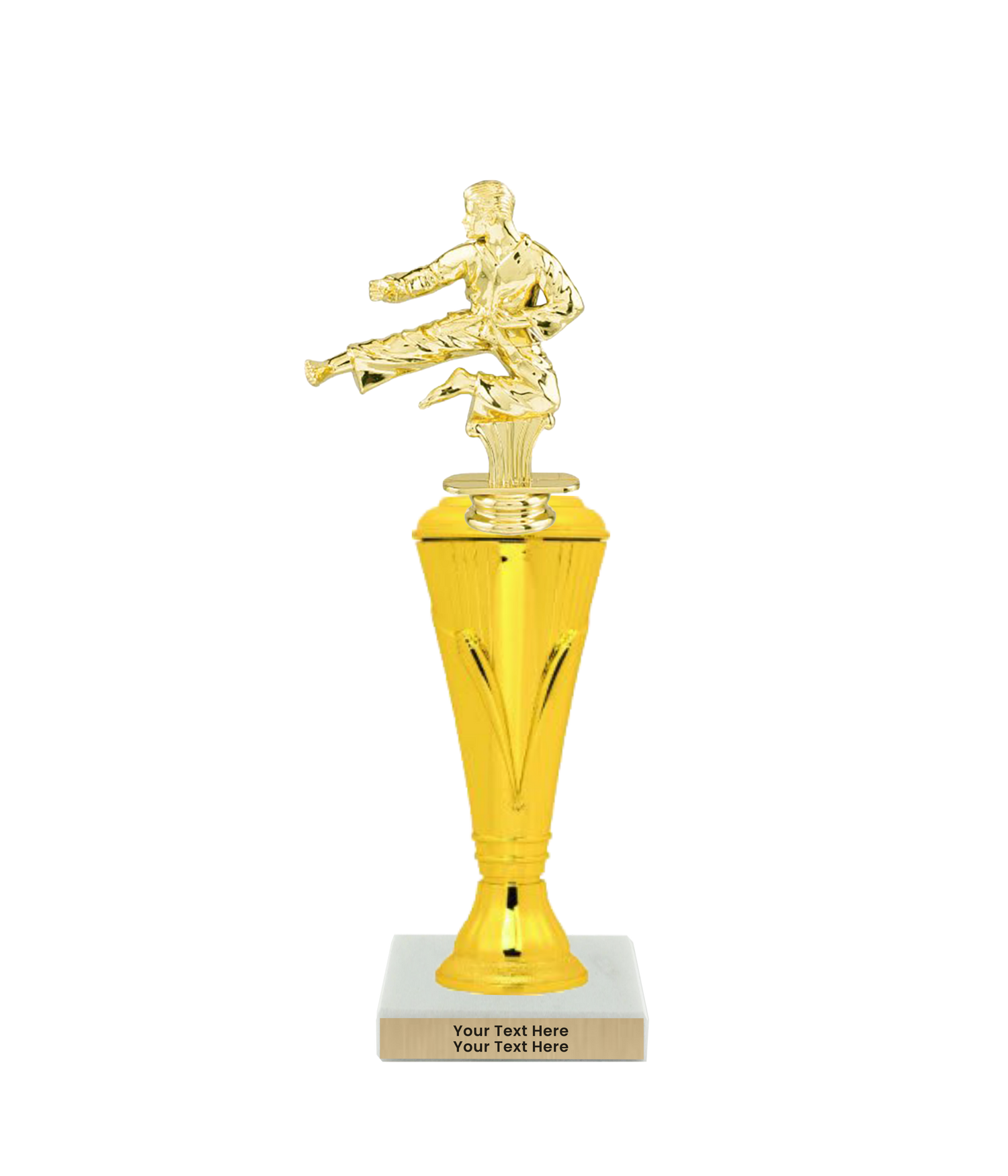 Taekwondo High Kick Taekwondo Trophy with WHITE MARBLE BASE