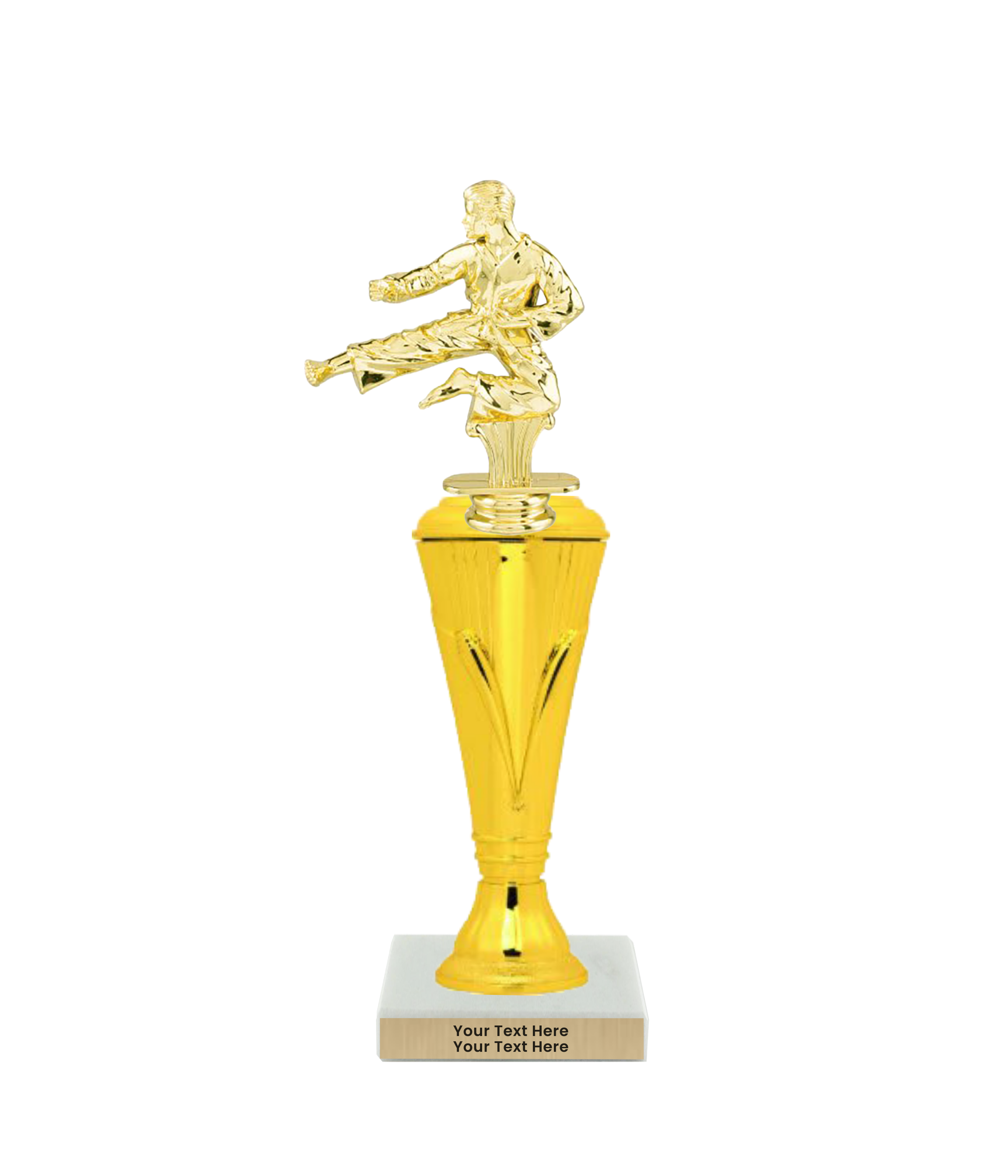 Taekwondo High Kick Taekwondo Trophy with WHITE MARBLE BASE