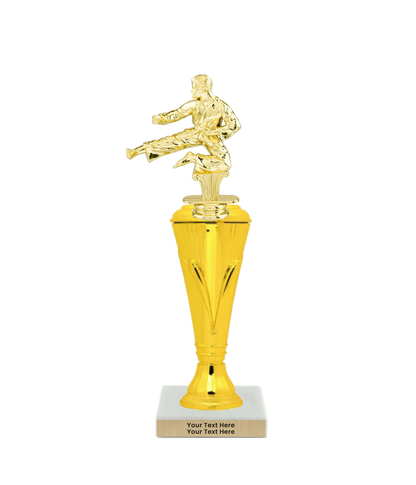 Taekwondo High Kick Taekwondo Trophy with WHITE MARBLE BASE