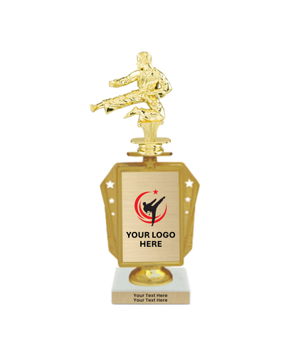 Taekwondo High Kick Taekwondo Trophy with WHITE MARBLE BASE