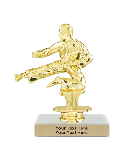 Taekwondo High Kick Taekwondo Trophy with WHITE MARBLE BASE
