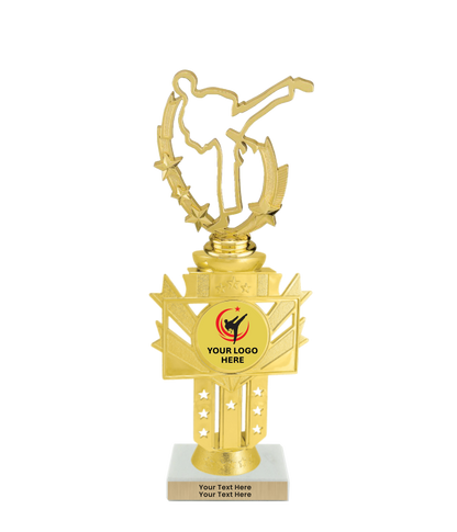 Taekwondo High Kick Taekwondo Trophy with WHITE MARBLE BASE